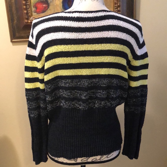 Curio big mop button dow long sleeved striped cotton blend cardigan sweater - Picture 5 of 11